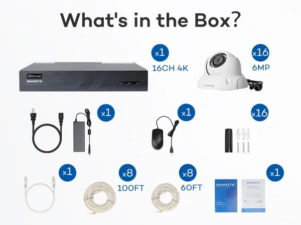 Vehicle PoE 16CH Detection, PoE 4K Camera Human for HDD Security Outdoor 24-7 Business 8MP AI IP Recording, & 16 4TB NVR Channel Surveillance 6MP pre-installed with Cameras, 16pcs ONWOTE System, 4K