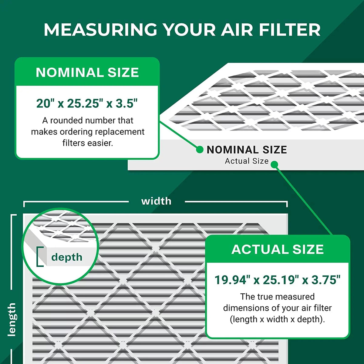 Furnace AC HVAC Air Aprilaire 20x25.25x3.5 Filters 102/2120 Pleated for Space-Gard 8 MERV (4-Pack) Filterbuy