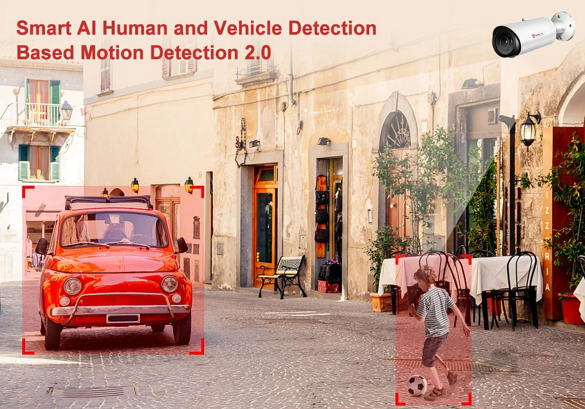 30M Mic Human Zoom IR ANPVIZ H.265 in Built Detection Vehicle Camera IP66 Bullet Support 4X Distance Camera 5MP