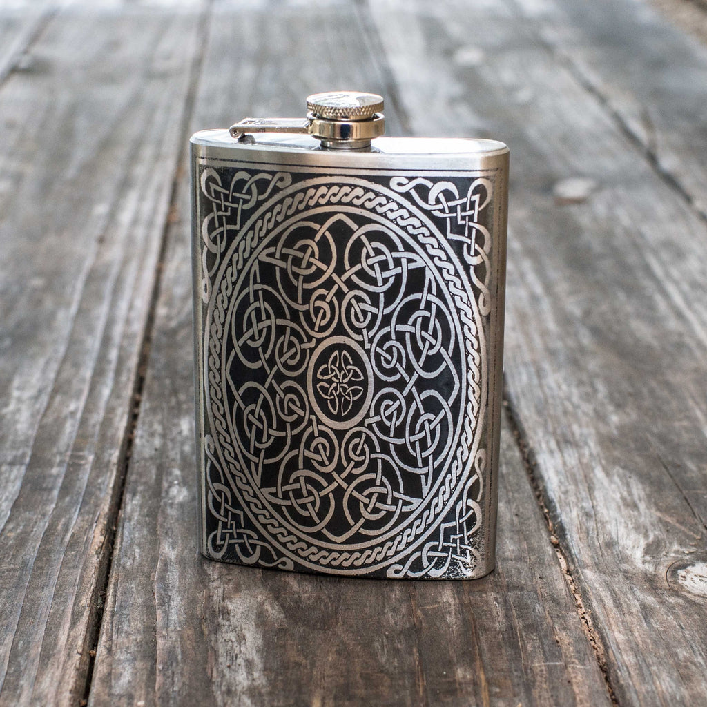 Plus 8oz & Hip Celtic Flask - Artistic Flask Charm Design Leak-Proof