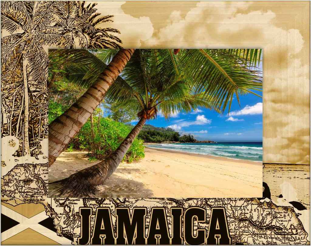 Picture Landscape Engraved Wood 10) x Frame Jamaica (8 Laser