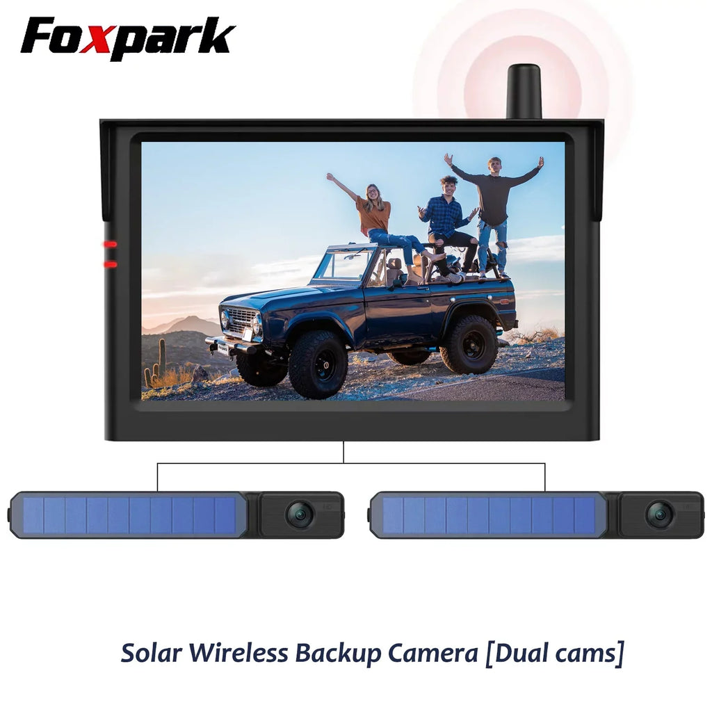 Camera Dual Rear Foxpark Five-Wheeled System Dual Camera Motorhome Solar for Backup Up Campervans, for View 1080P Reverse with Trailer RV Camera Back Camera