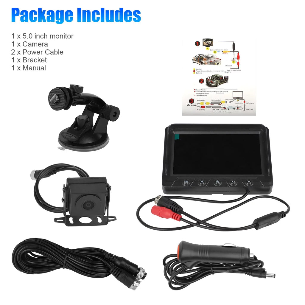 TSV Camera 1080P Backup Monitor Kit, Reverse Monitor Kit View Rear Vision, Camera Night with Waterproof
