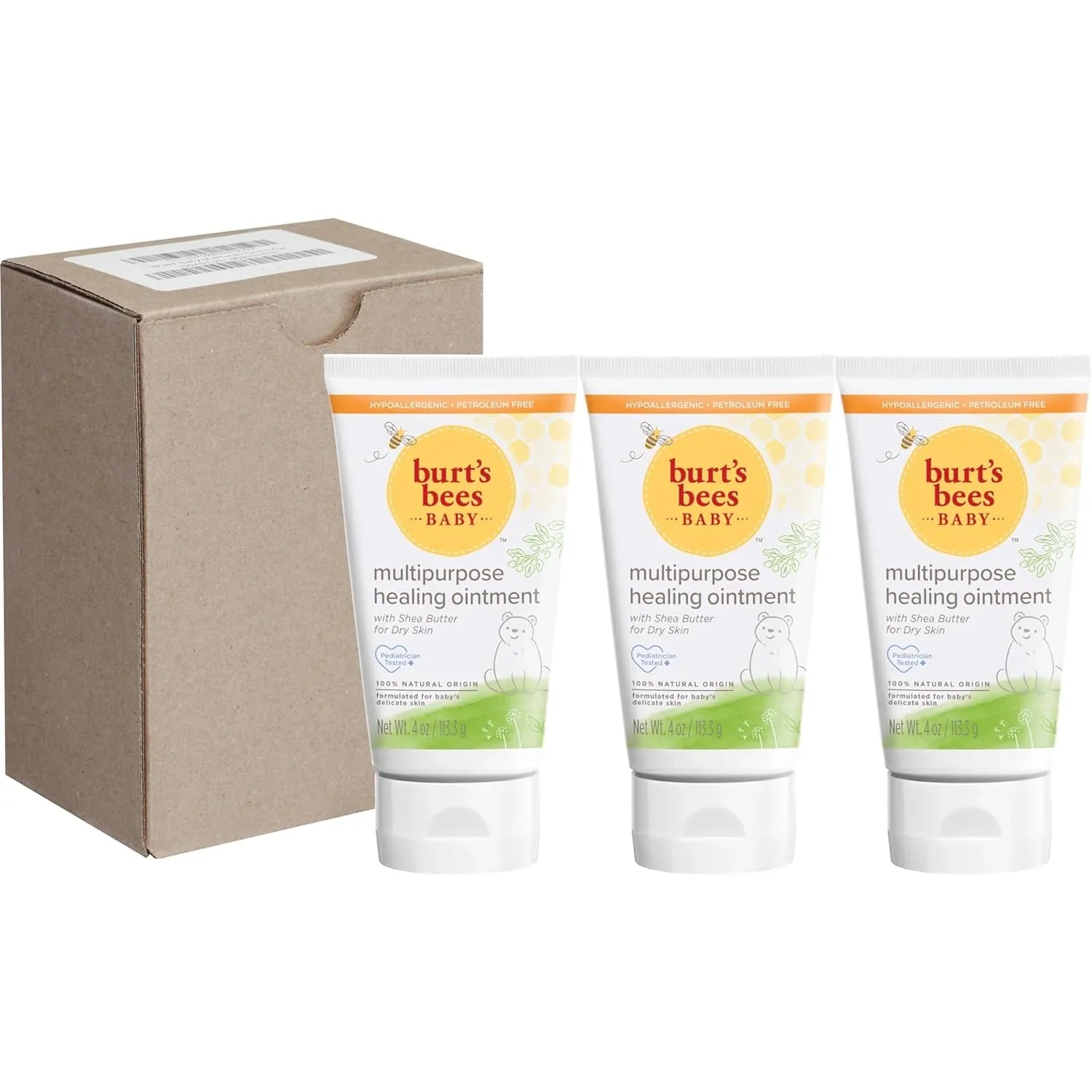 4 4 Oz Based Shea (Pack Pediatrician Ointment Safe, 3) Skin, & Multipurpose of Baby with 3) Balm, Burt's (Pack Butter, Dry Calms Eczema Healing Bees Plant Ounce Softens Formula, Diaper Tested, of