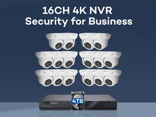 Vehicle PoE 16CH Detection, PoE 4K Camera Human for HDD Security Outdoor 24-7 Business 8MP AI IP Recording, & 16 4TB NVR Channel Surveillance 6MP pre-installed with Cameras, 16pcs ONWOTE System, 4K