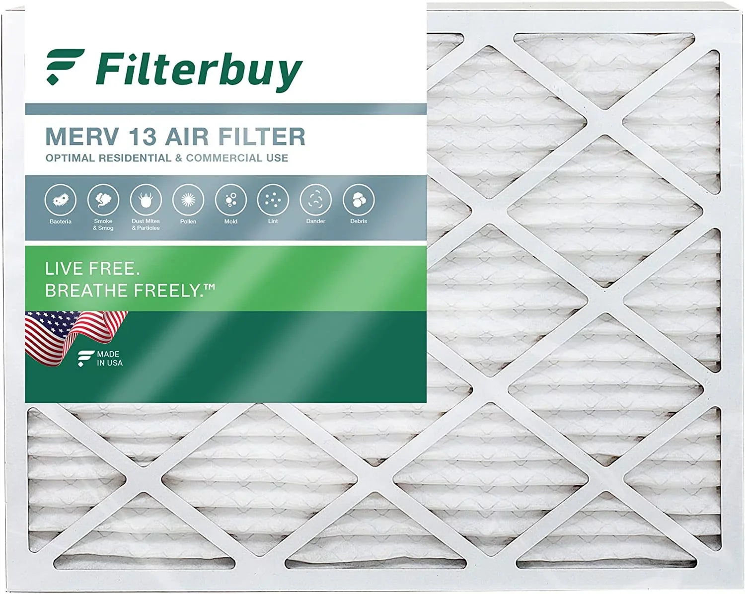 Pleated AC Filterbuy MERV Filters (1-Pack) HVAC 13 Air 24x25x1 Furnace