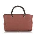 (Fair) Pink Calf Authenticated Unisex Bamboo Leather Gucci Pre-Owned Satchel Shopper
