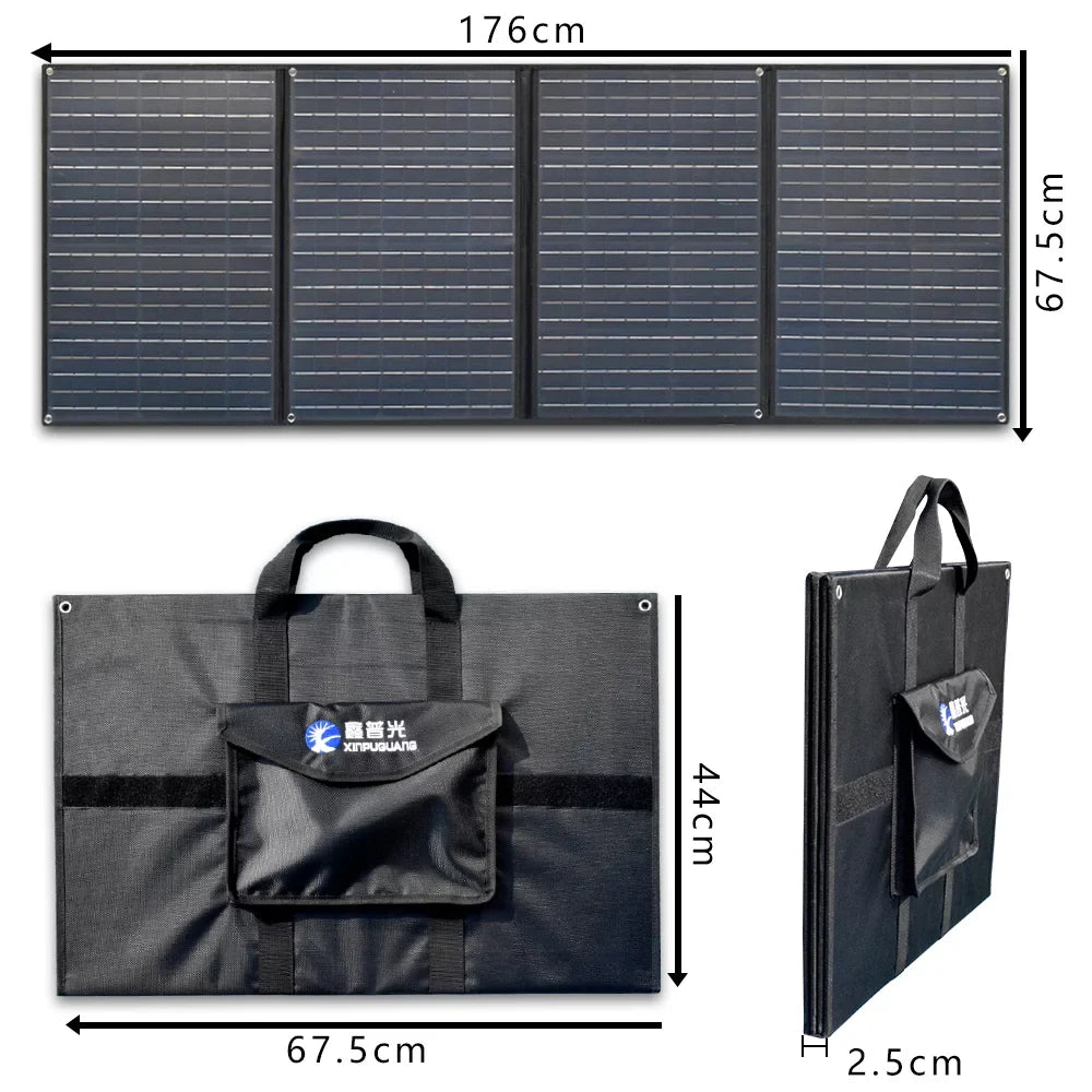 Hiking, Leisure 12v Power Charge Station Outdoor Black Solar Charger XINPUGUANG Camping, for 4 50 watt 20A volt Foldable 200w Kit Solar Controller 12 Battery x Generator Panel