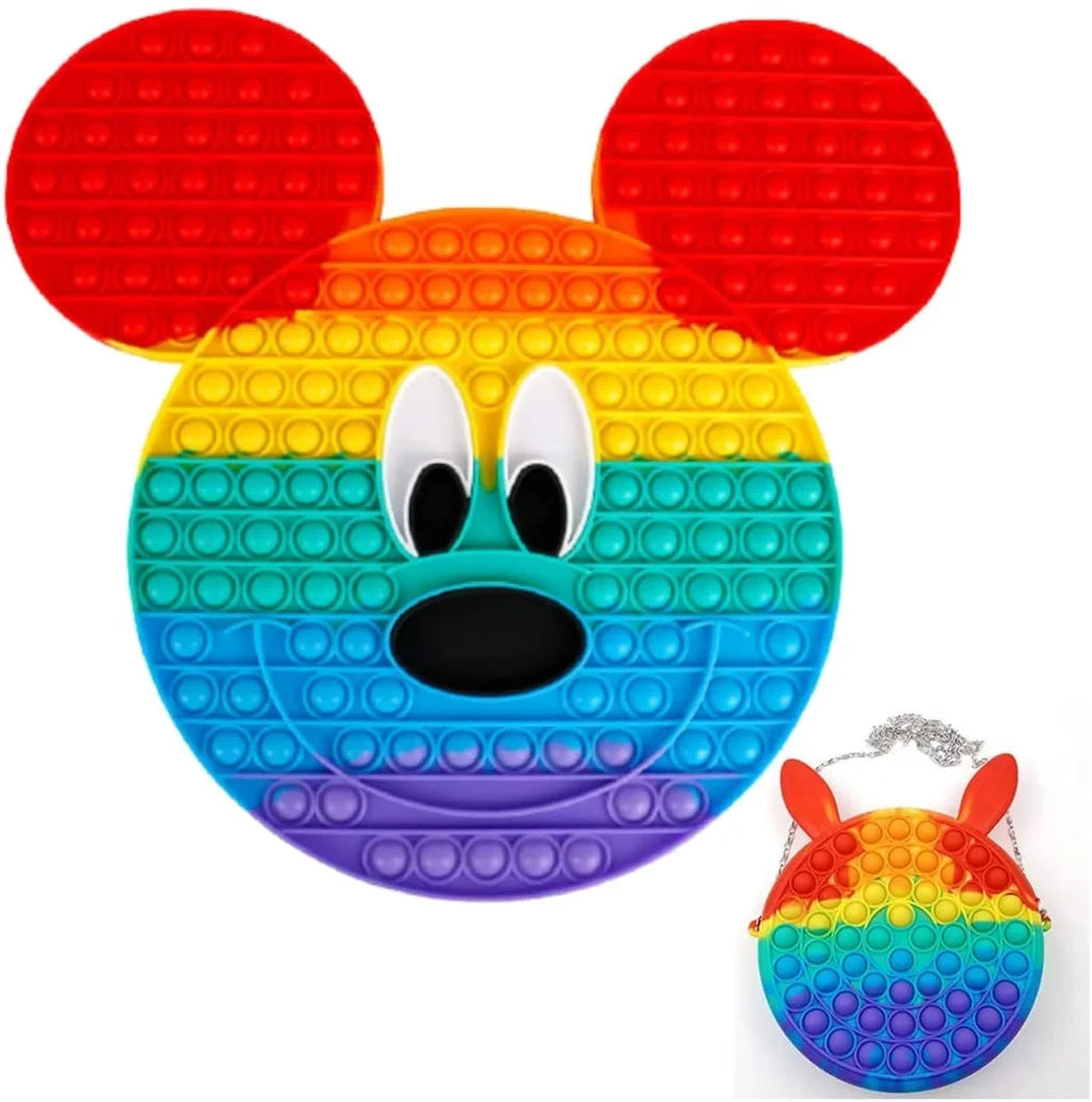 Teens Perfect Handbag, Mouse Popits Matching and Rainbow Large Popits with Gifts Red for Women