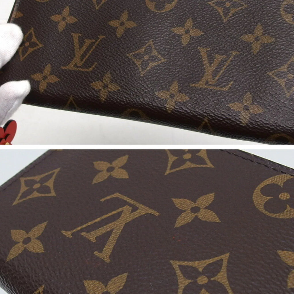 Louis Pre-Owned Clemence Long (Good) Monogram Vuitton Wallet Red Wallet M62940