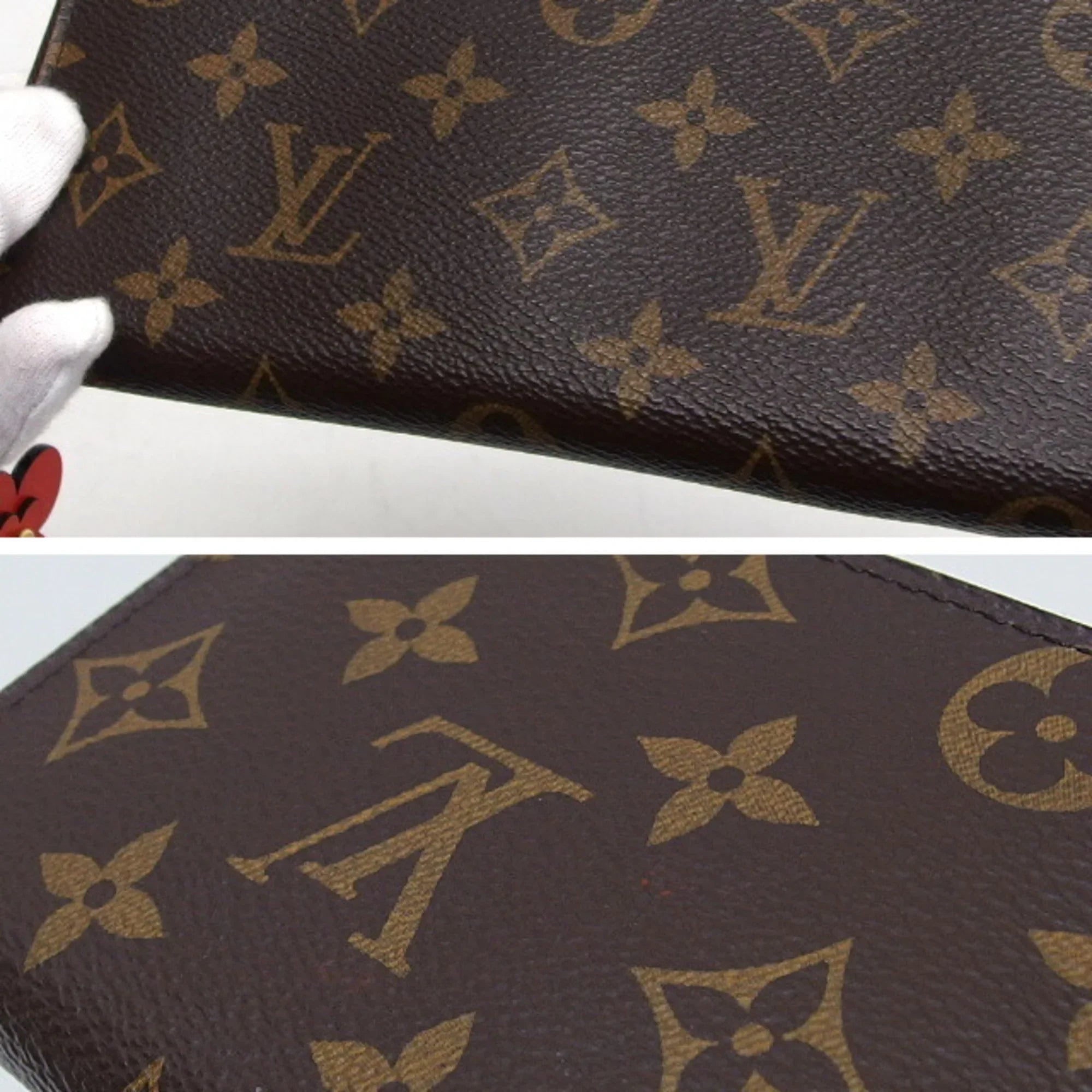 Louis Pre-Owned Clemence Long (Good) Monogram Vuitton Wallet Red Wallet M62940