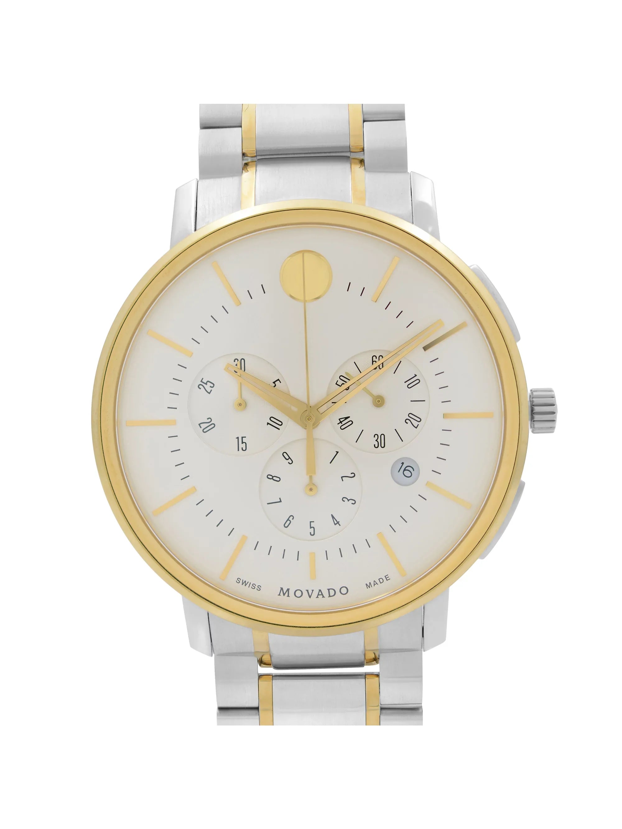 Steel Thin Two-Tone Classic Movado Watch Silver Mens 42mm 0606887 Quartz Dial