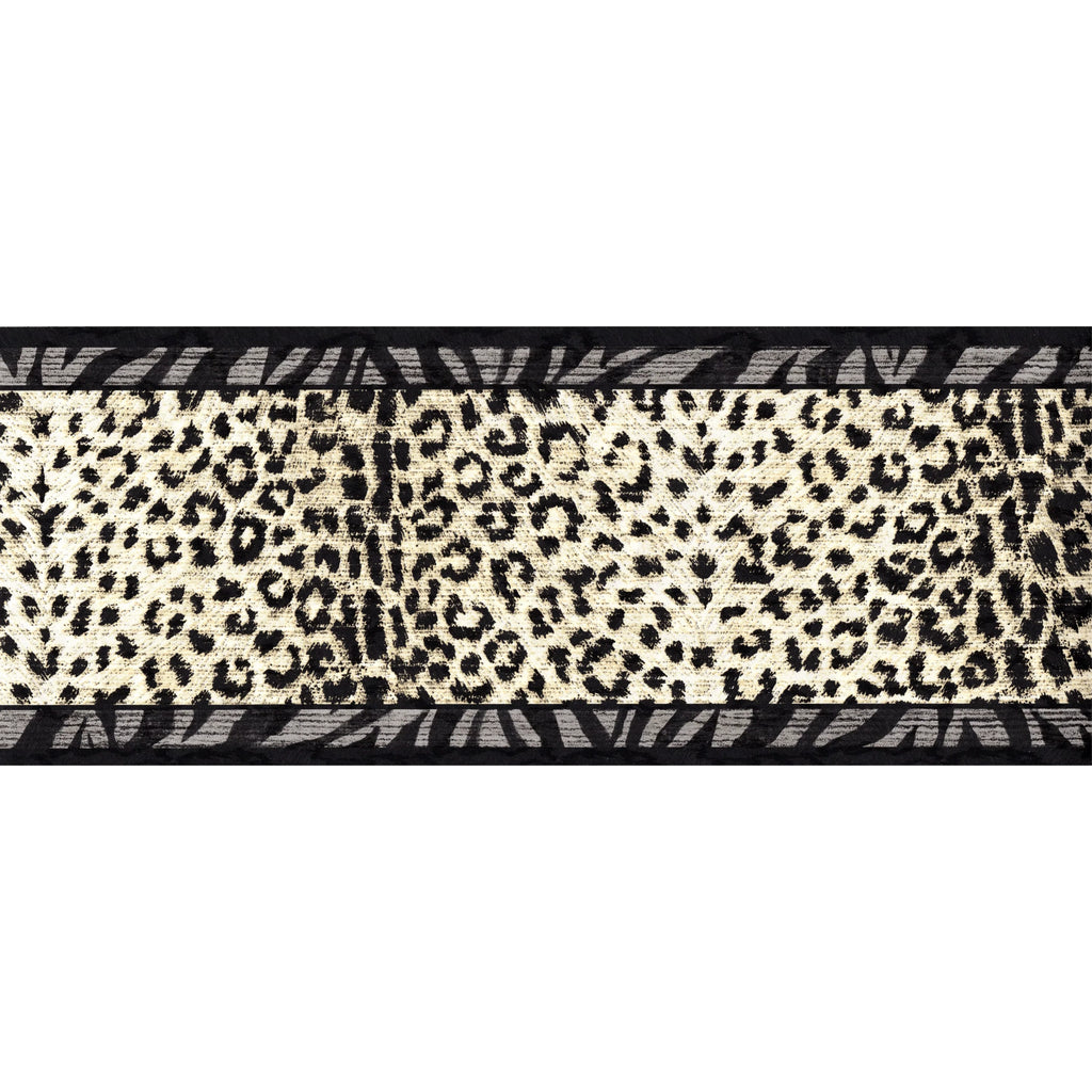 Prints, Animal Black, Trimz Wallpaper Tiger - Border 7" W Prints Gray, Leopard 15' Prints, L x