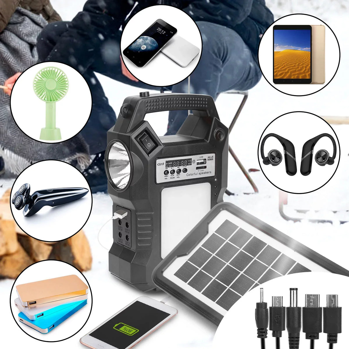 Generator Way Power 3 Solar LED Bulbs Dual for Hiking Flashlight Bank to Rechargeable Charge Power Station Powered with Outdoor Station Panel iMounTEK Portable Camping