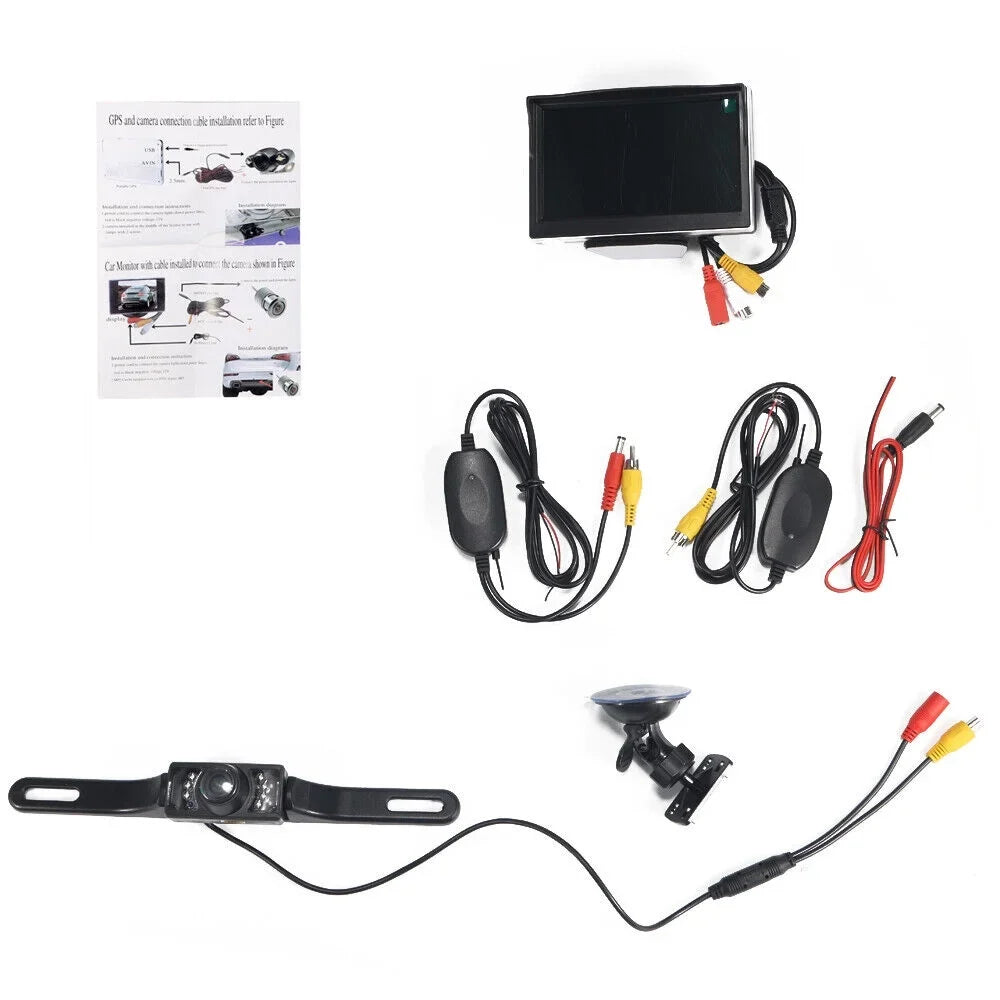 Monitor 5" Night Backup Paddsun Rear Waterproof View Vision Wireless HD Kit Camera Car