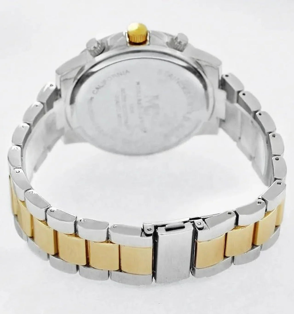 Tone/Blue) Band (Two Montres Quartz Sports Men's Fashion Metal Dress Carlo Watch 45mm Luxury
