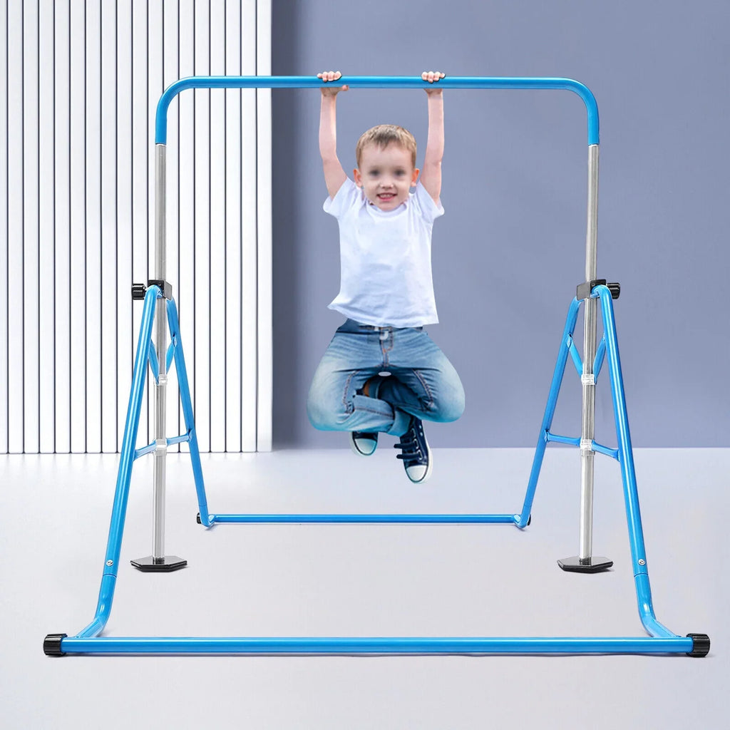 Junior Gym Max Horizontal Training For Adjustable Kids ZhdnBhnos Load Gymnastics Bar Blue Folding Home 100kg/220.5lbs Bar
