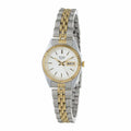 Stainless White Gold-Tone Case Ladies Face Day/Date - Bracelet Watch
