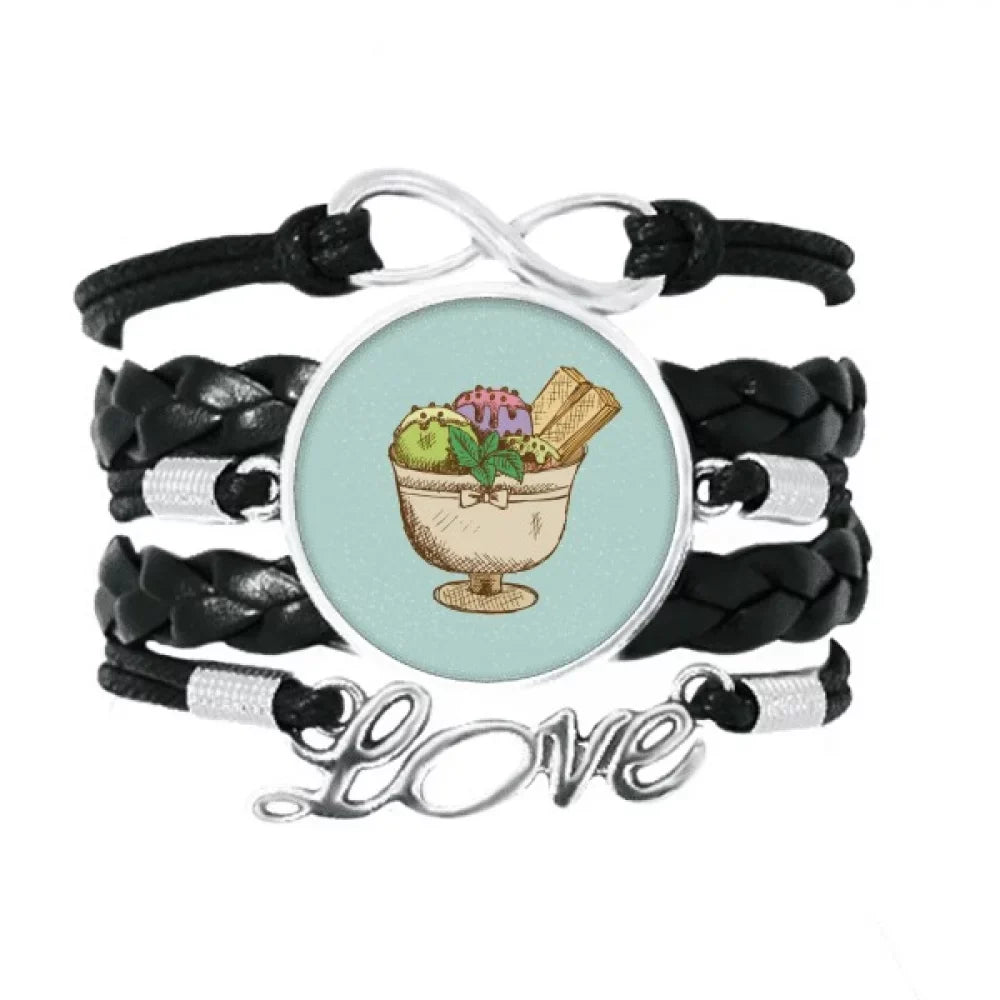 biscuit love knitting rope twisted ball ice accessory wristband cup bracelet leather
