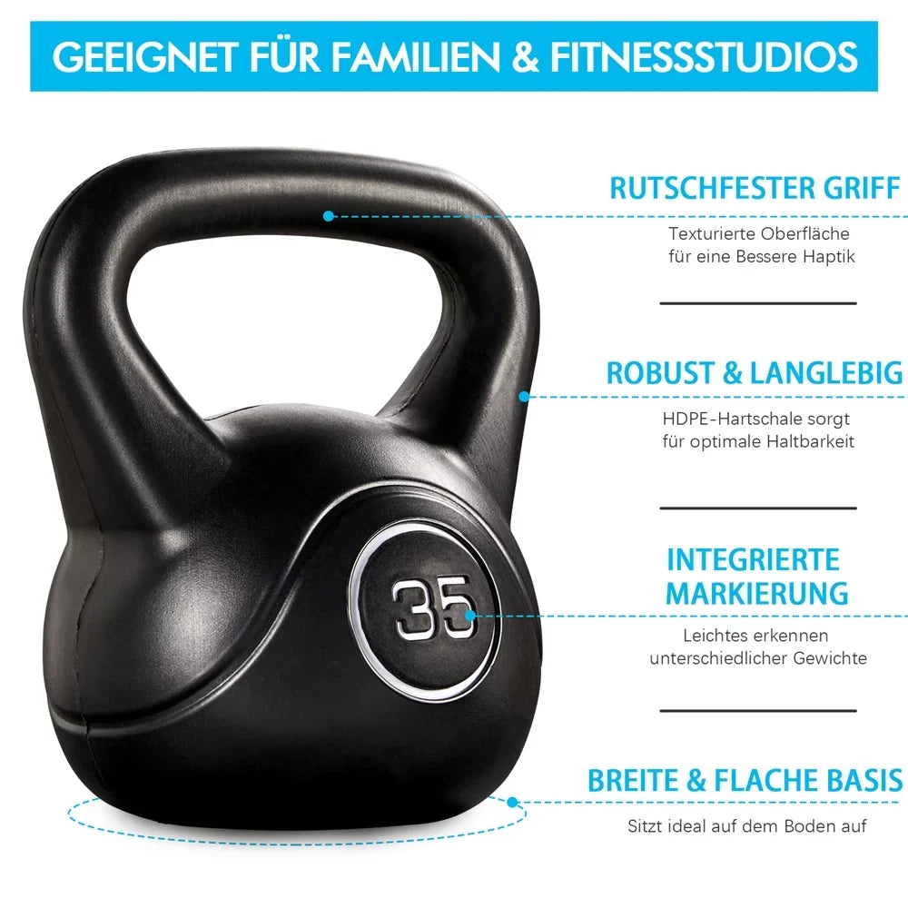 Home, Lbs. Coated HDPE Black 35 Workout, Easyfashion for Fitness and Kettlebells Gym