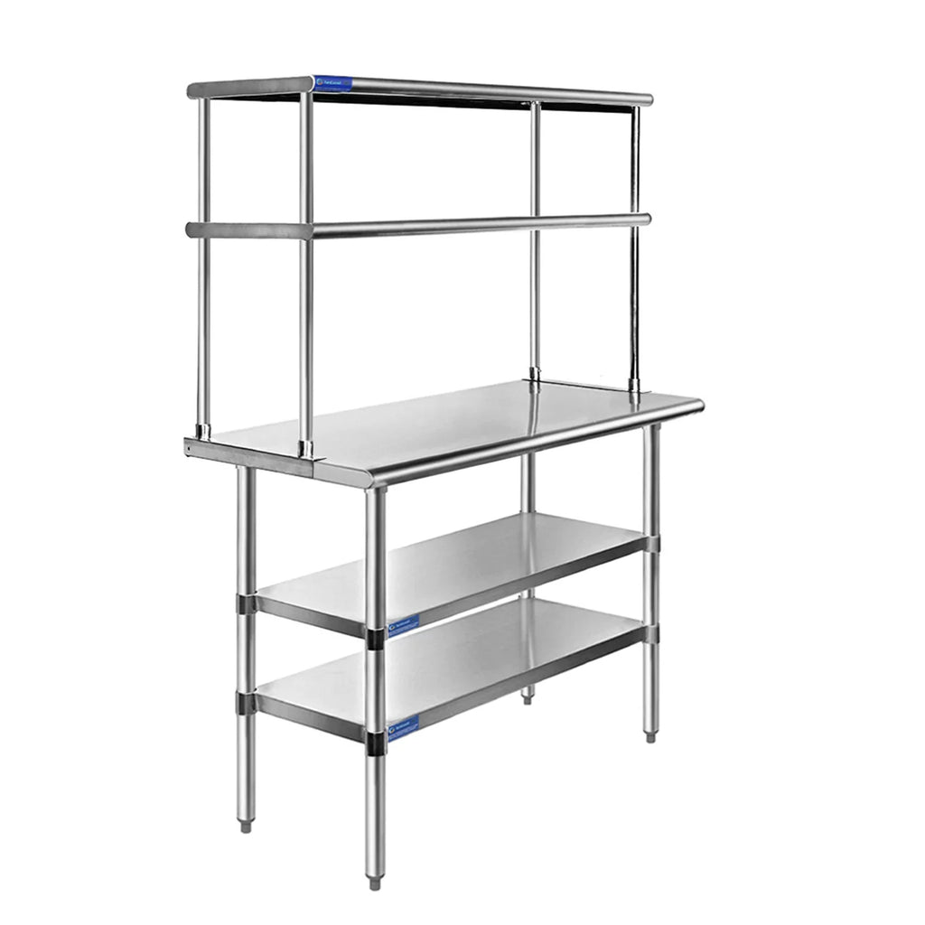 Prep Table Work With Kitchen Steel Combo Stainless Shelves Table Metal Two 14" x 30" Wide & 12" | | Double Overshelf Shelving Tier