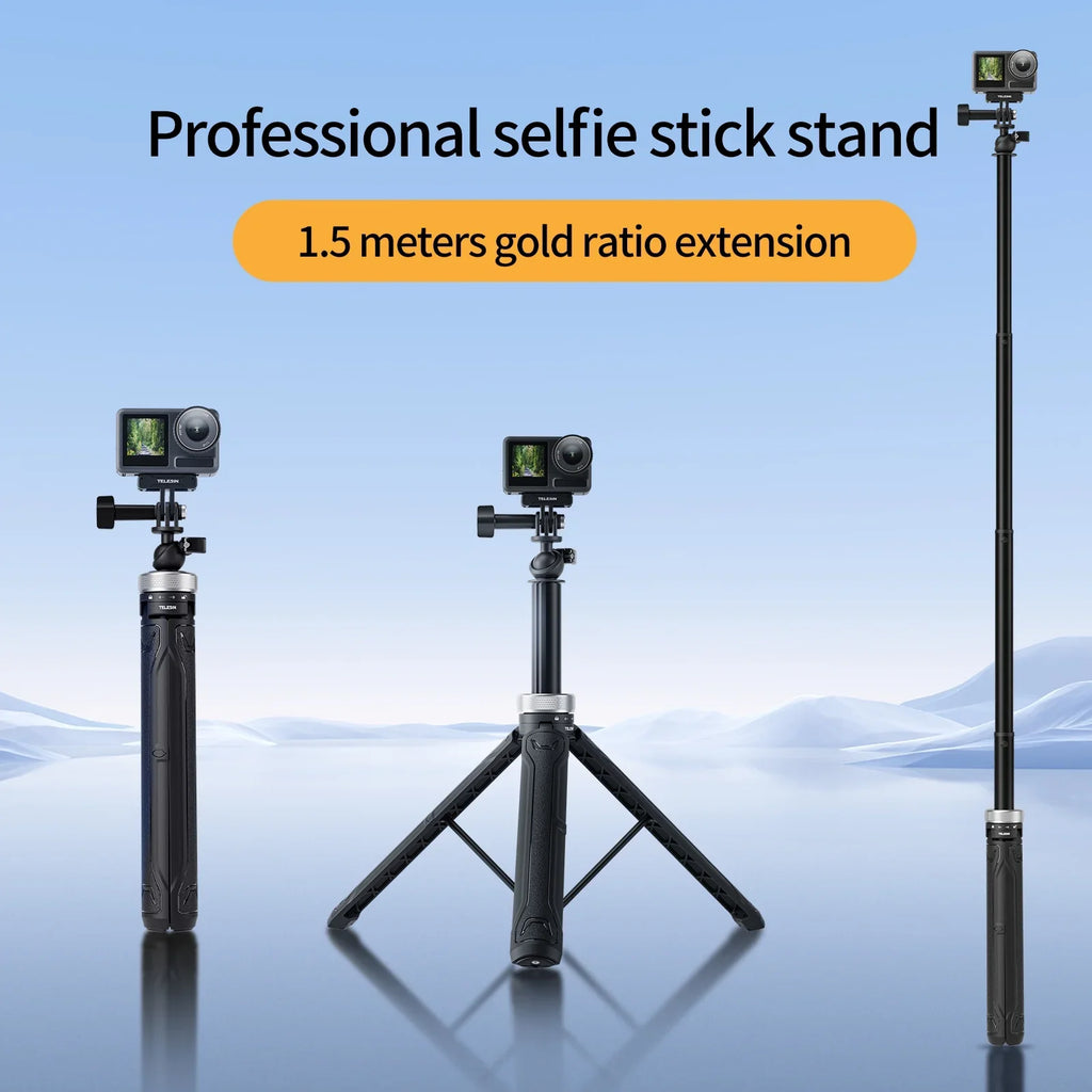 Rotation 8 9 Osmo 6 Tripod Insta360 10 11 Foldable Stick Selfie Selfie Stick Action 5 For 12 GoPro DJI 360° 7 Hero 1.5M