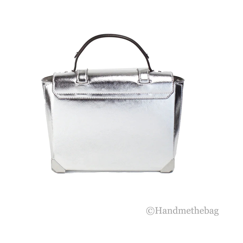 Michael Leather Medium Silver Handle Manhattan Top Bag Kors Satchel