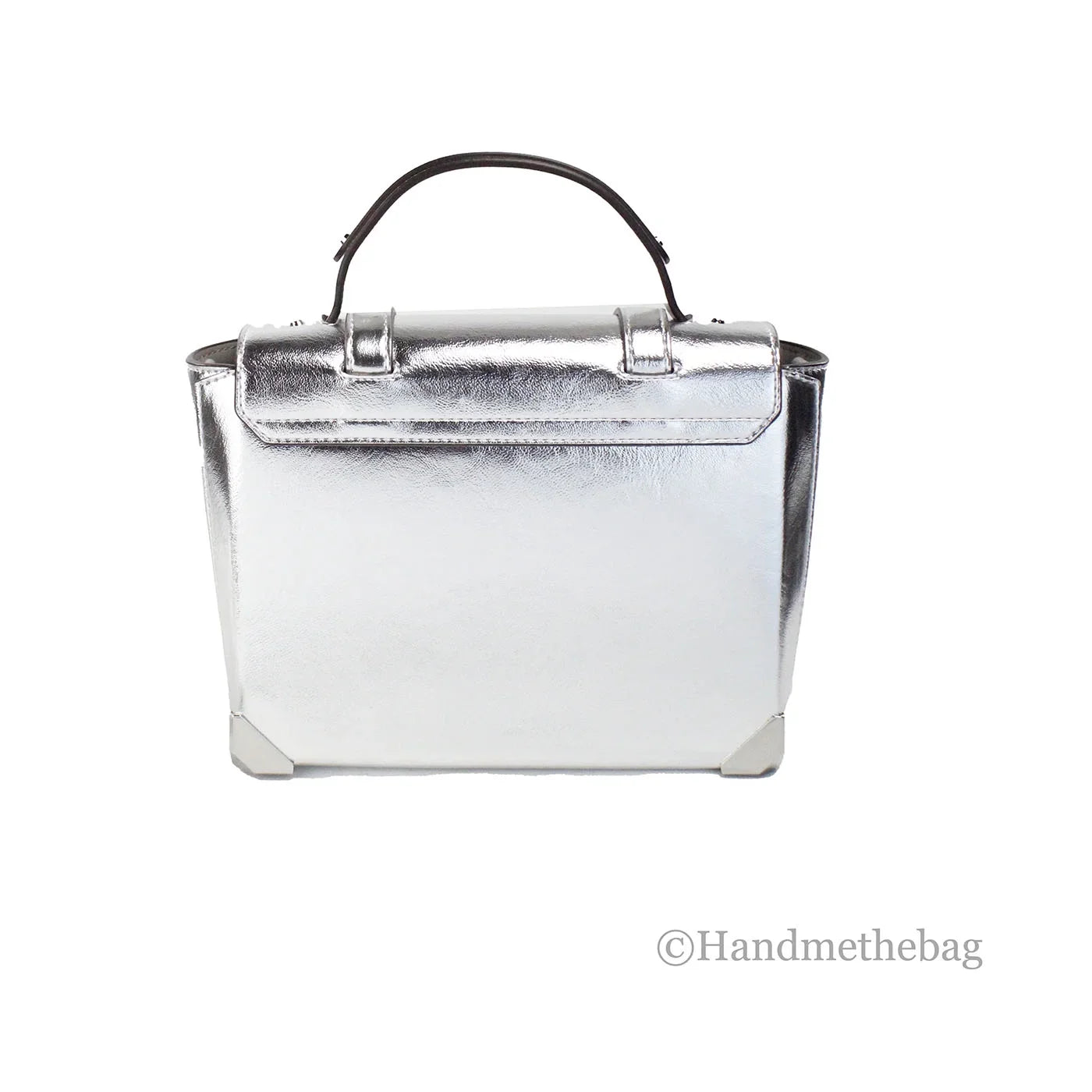 Michael Leather Medium Silver Handle Manhattan Top Bag Kors Satchel