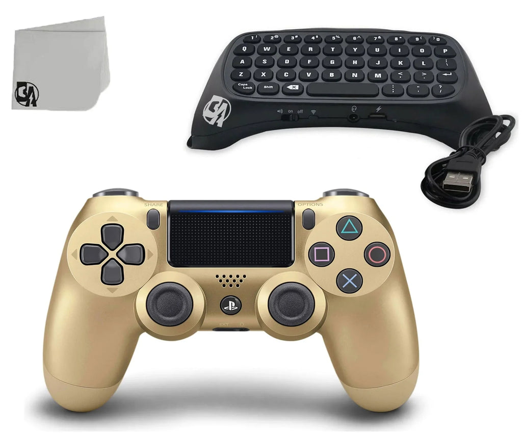 PS4 Controller + For Dual Chatpad Controller for Console New) Shock Gold Like BOLT Pre-Owned (Refurbished: Wireless Gaming Black Bundle. Sony AXTION PS4