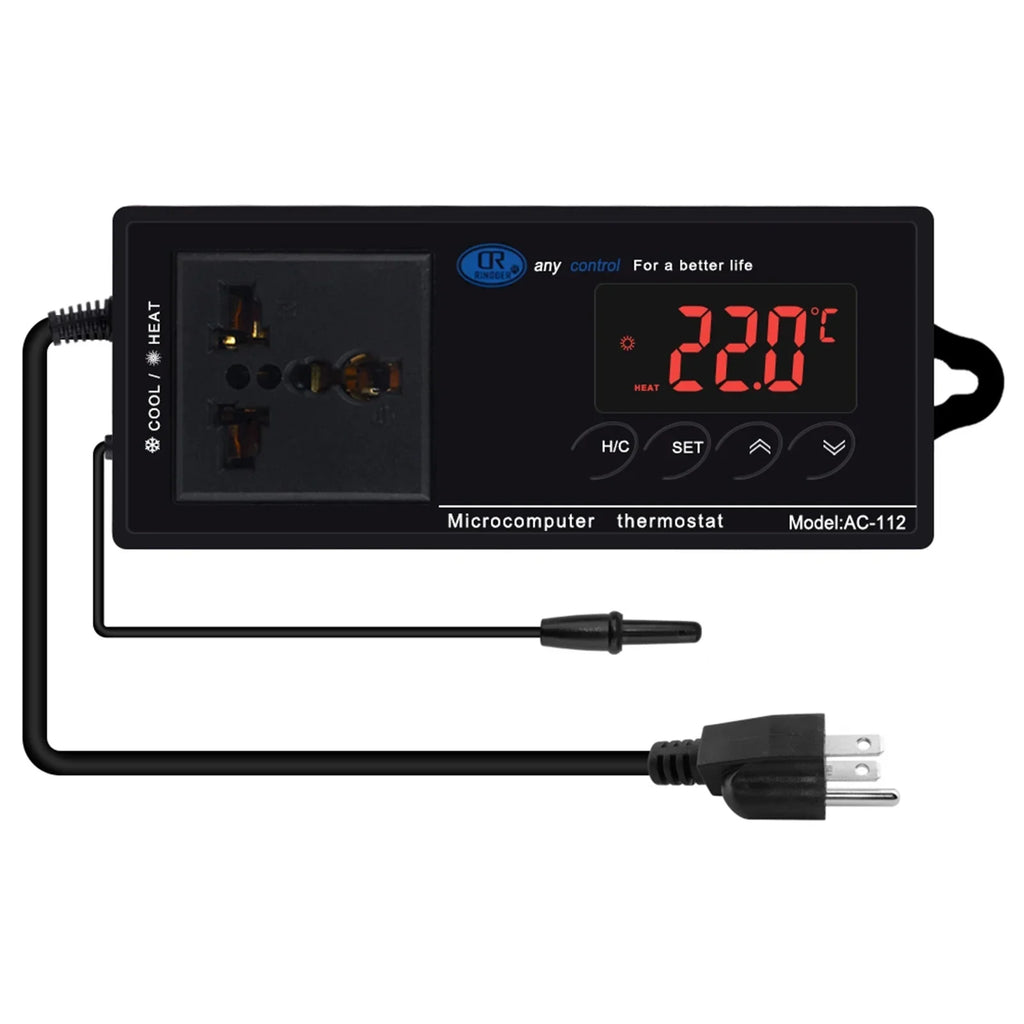 House Brewing Cooling Incubation Outlet Freezer Chest Heating Reptile Home Reptiles for Thermostat Controlled Digital Green -40℃~110℃ Controller & with Lepmerk Temperature Thermostat Plug Mode