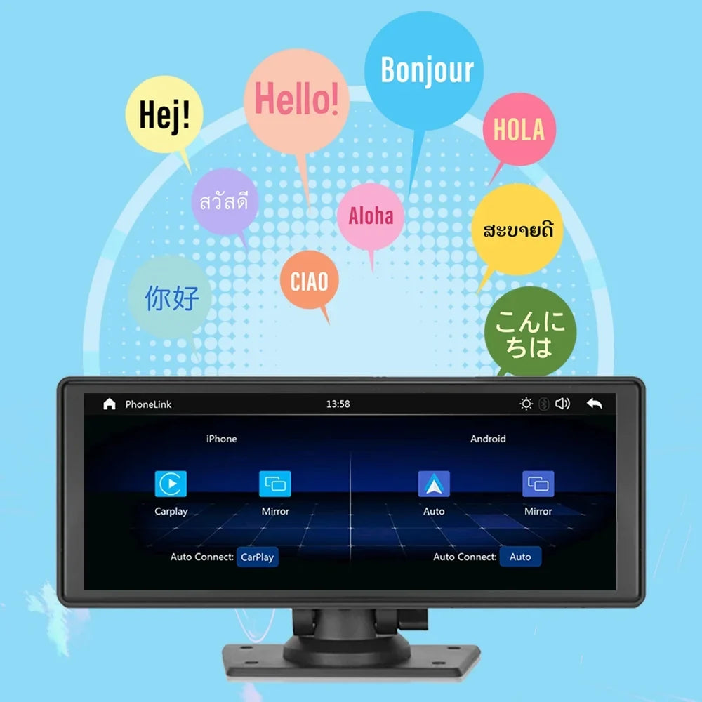 Bluetooth Inch Carplay&Android Auto with Camera TF Car Screen with Unit Stereo Wireless 9.3 Stereo,Newest Portable FM Player Transmitter,AUX, Touch Bluetooth/FM Navigation Car Synchronization/Rear