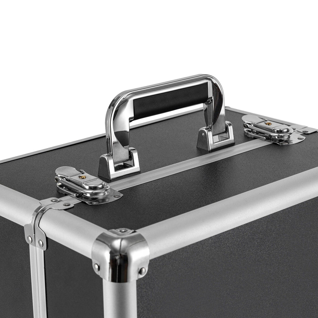 Rolling Cosmetic Case Beauty Hairdresser Wheels Organizer Tool Barber Salon Trunk Train Luggage (Black) Case Trolley, Box Makeup Nail Lockable Stylist Travel Swivel Cart with