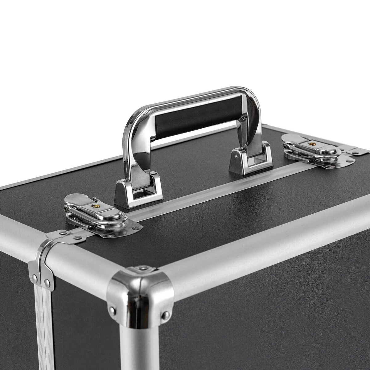 Rolling Cosmetic Case Beauty Hairdresser Wheels Organizer Tool Barber Salon Trunk Train Luggage (Black) Case Trolley, Box Makeup Nail Lockable Stylist Travel Swivel Cart with