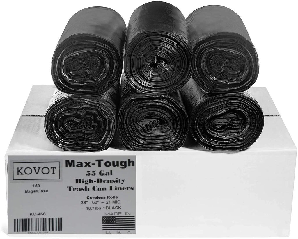 Max-Tough 55 of Star (Pack Bag, Seal Rolls Gal. 150) Density Trash Coreless RL-386021K High Black