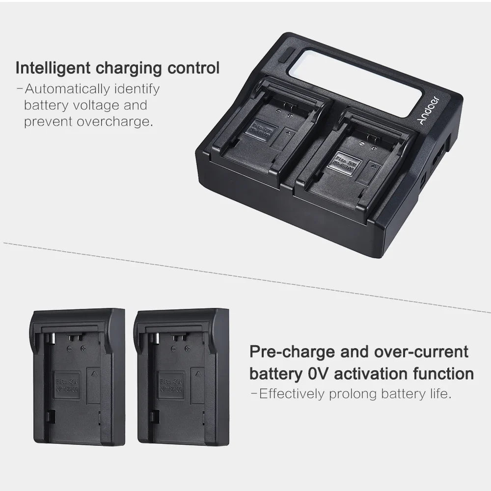 Channel LCD A7SIII Sony Replacement A7III Battery Dual A7RIII NP-FZ100 A9 Andoer for