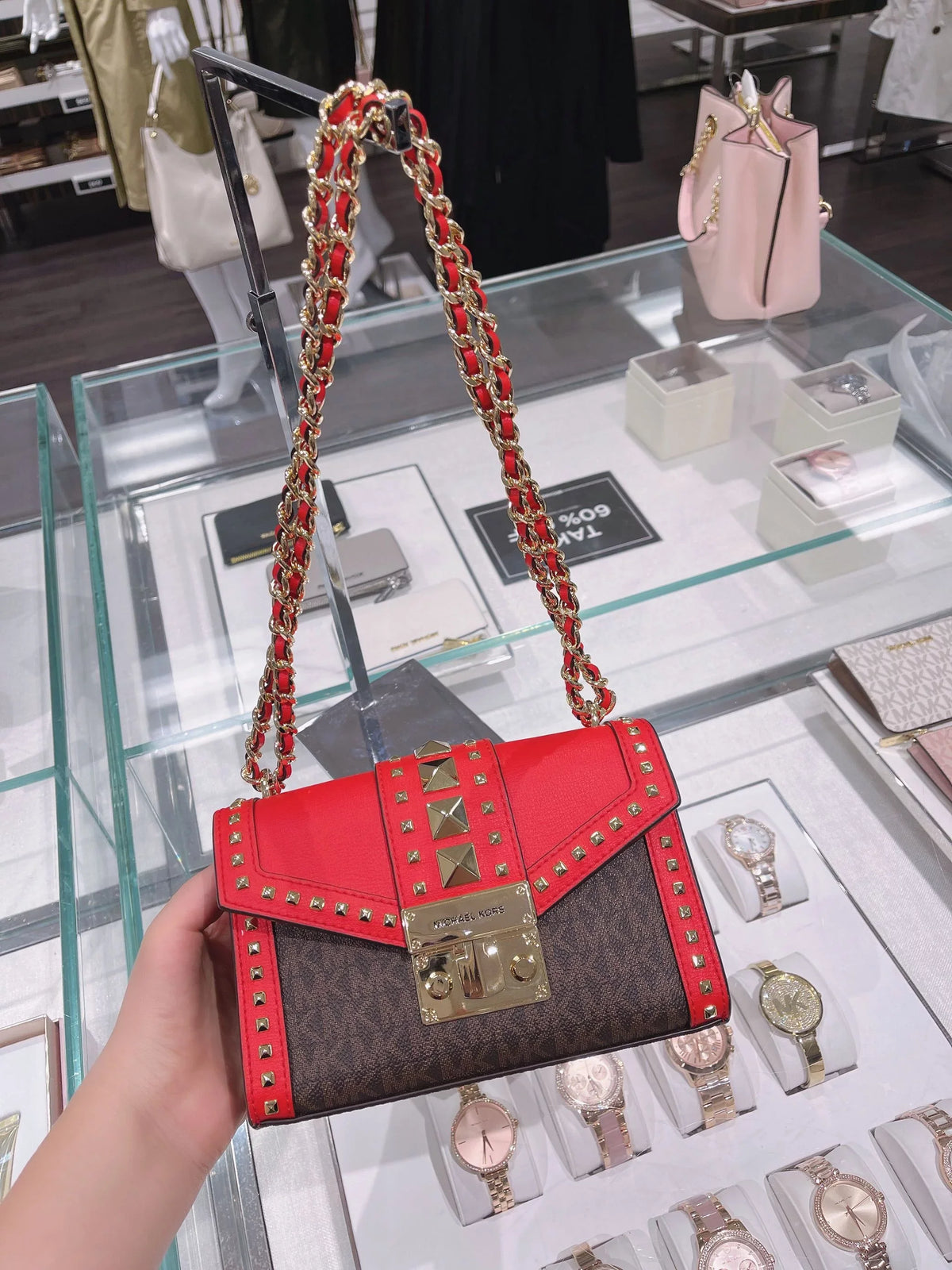 Sangria SMALL ROSE KORS NWT MICHAEL Dark MINI BAG CROSSBODY LEATHER Multi