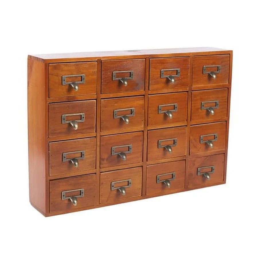 Drawer Desk Organizer Apothecary Wood Drawers Retro Storage Cabinet 16 Box