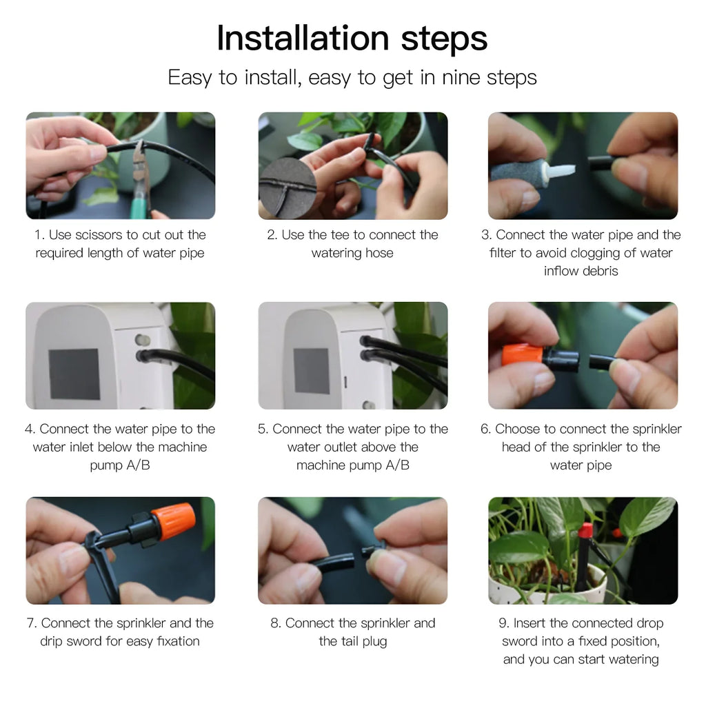 Pump System with Time Panel/ Programmable Watering Control Charging USB for Automatic Arealer WiFi/ Built-in Voice/ System Dual Manual Battery Solar Watering Home Compatible Device Watering Smart