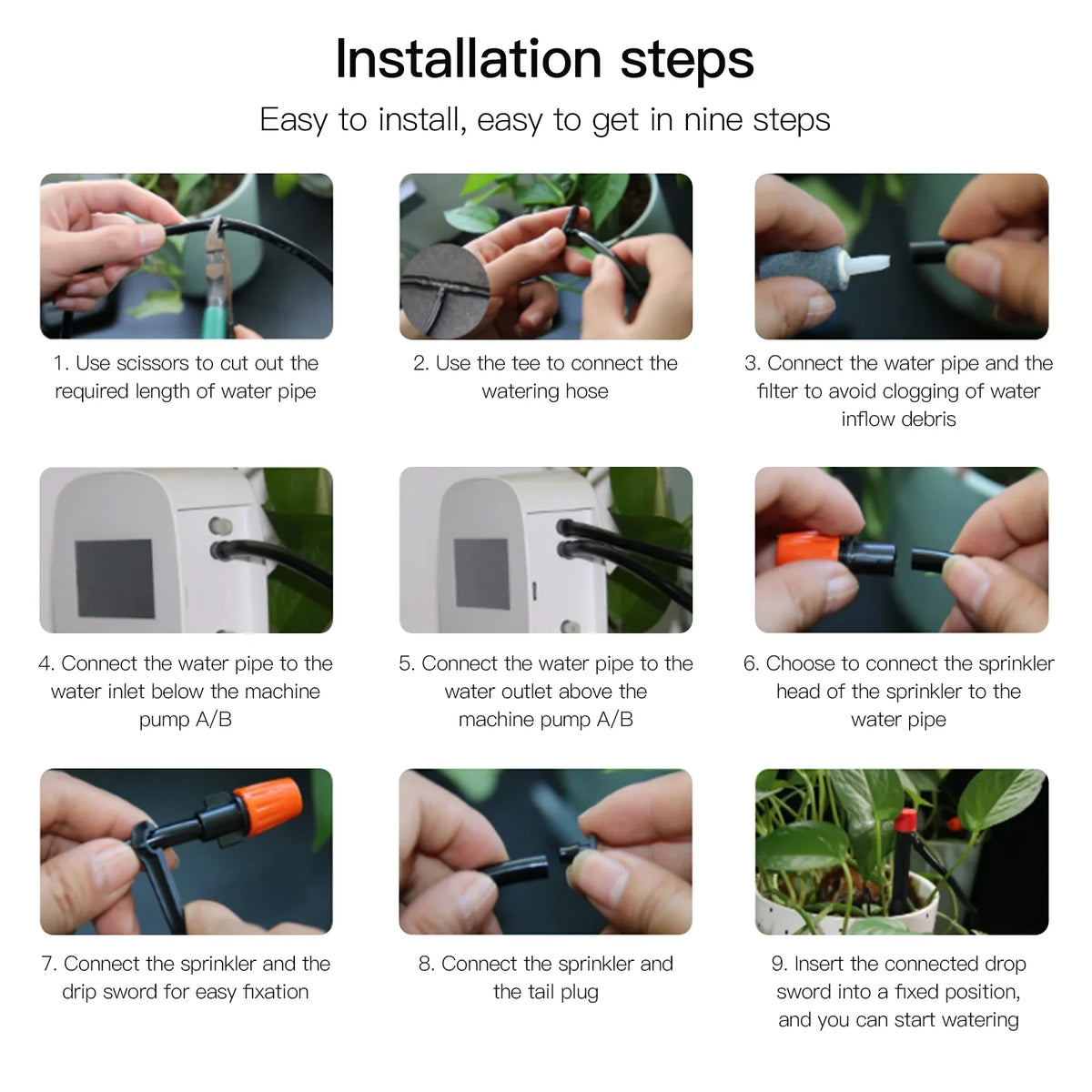 Pump System with Time Panel/ Programmable Watering Control Charging USB for Automatic Arealer WiFi/ Built-in Voice/ System Dual Manual Battery Solar Watering Home Compatible Device Watering Smart