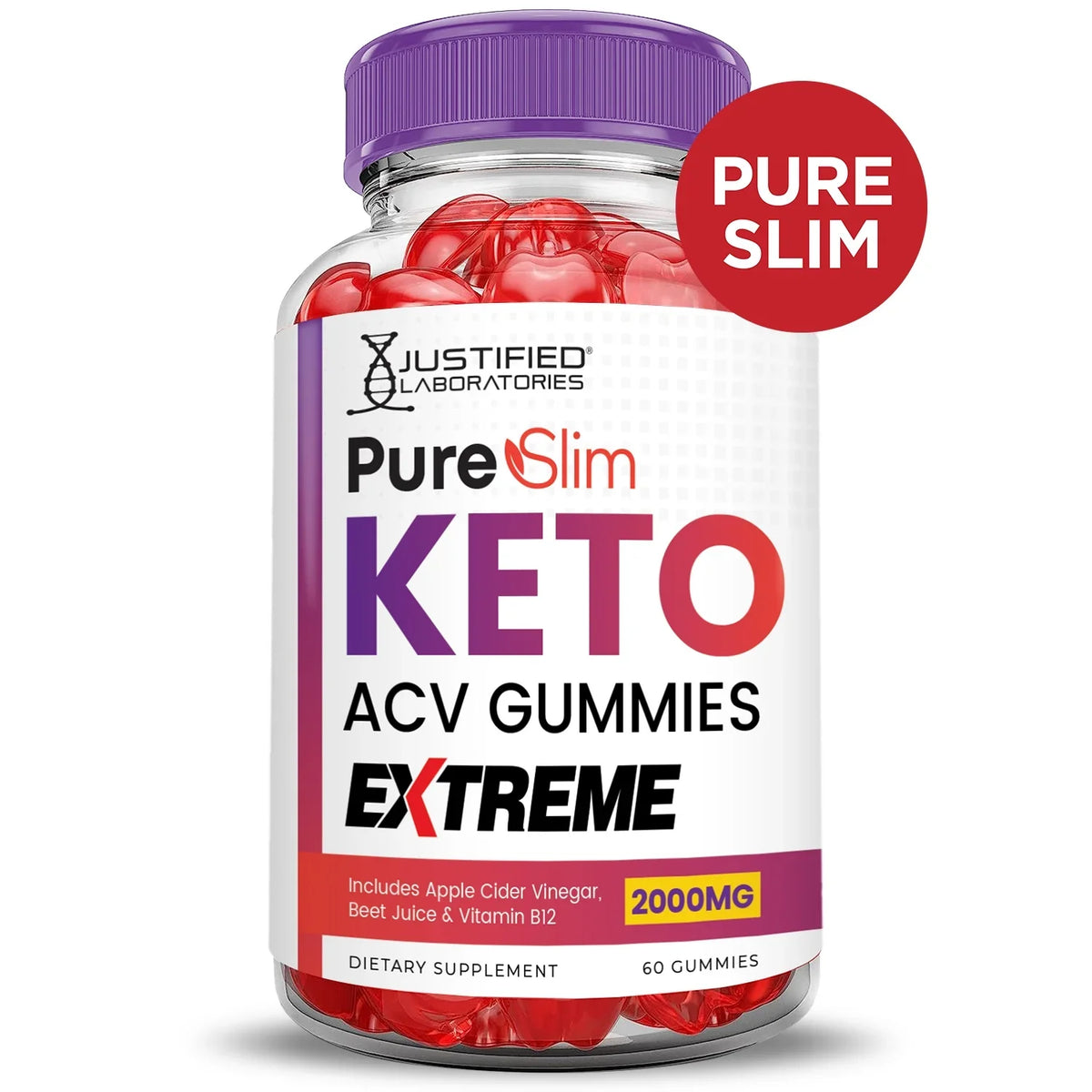 Dietary 120 Keto Extreme (2 Pack) Gummies Gummys ACV Pure Slim 2000mg Supplement