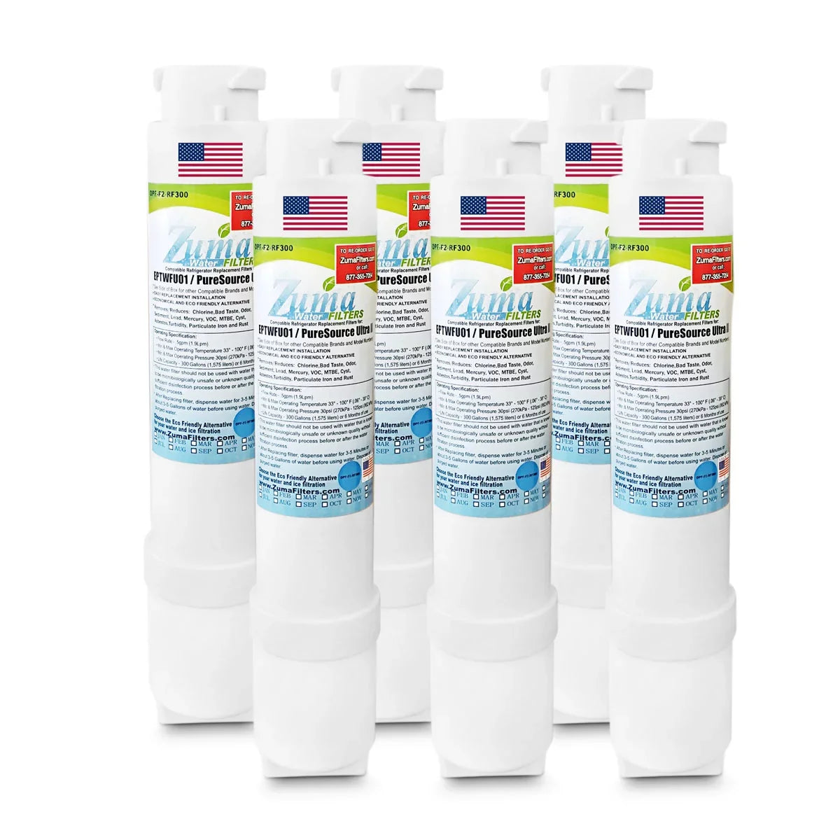 , ZUMA with 6 , Filter Made U.S.A. Water - FPBS2777RF9 in and Compatible - Pack Ice Brand