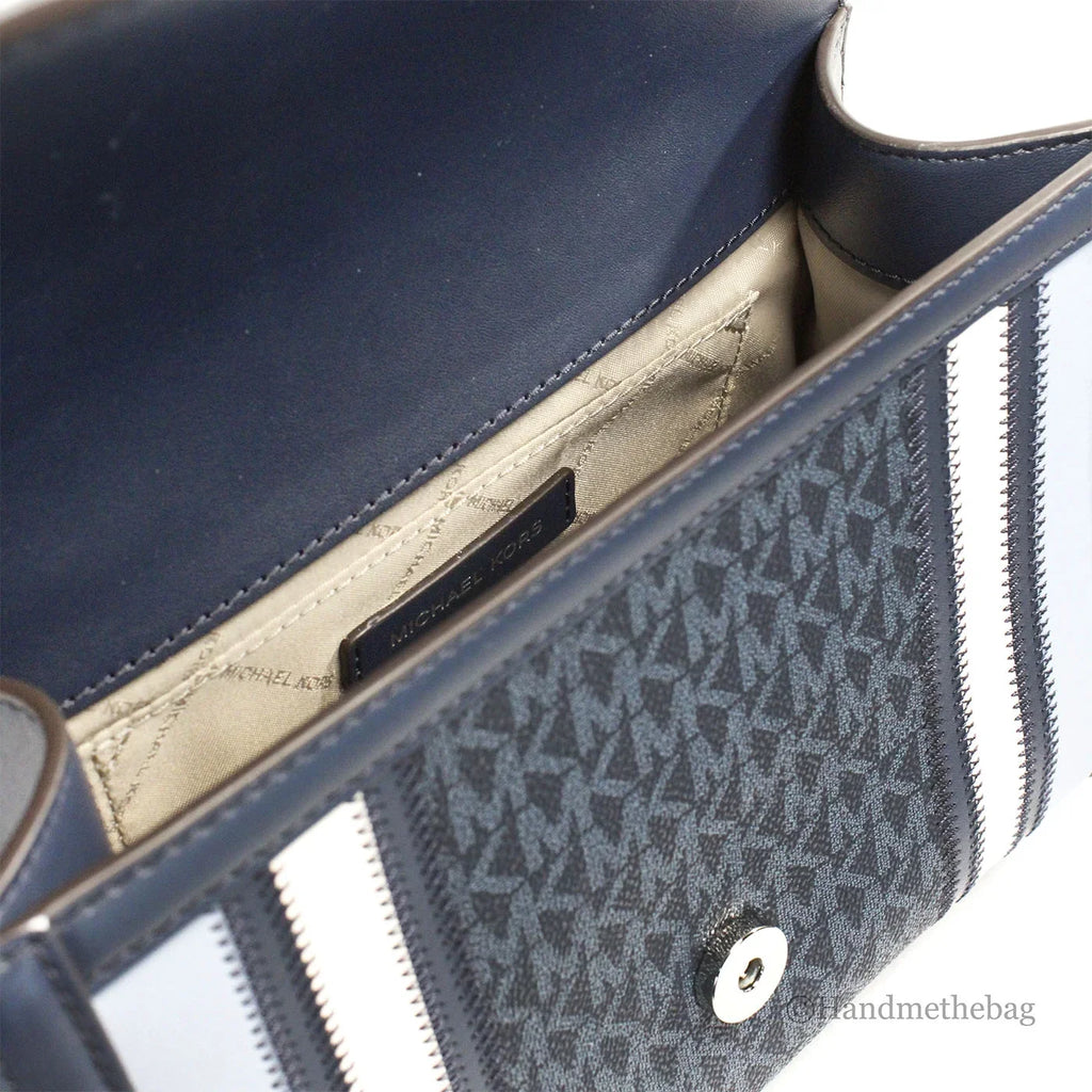 Purse Shoulder Bag PVC Kors Michael Medium Flap Chain Navy Whitney