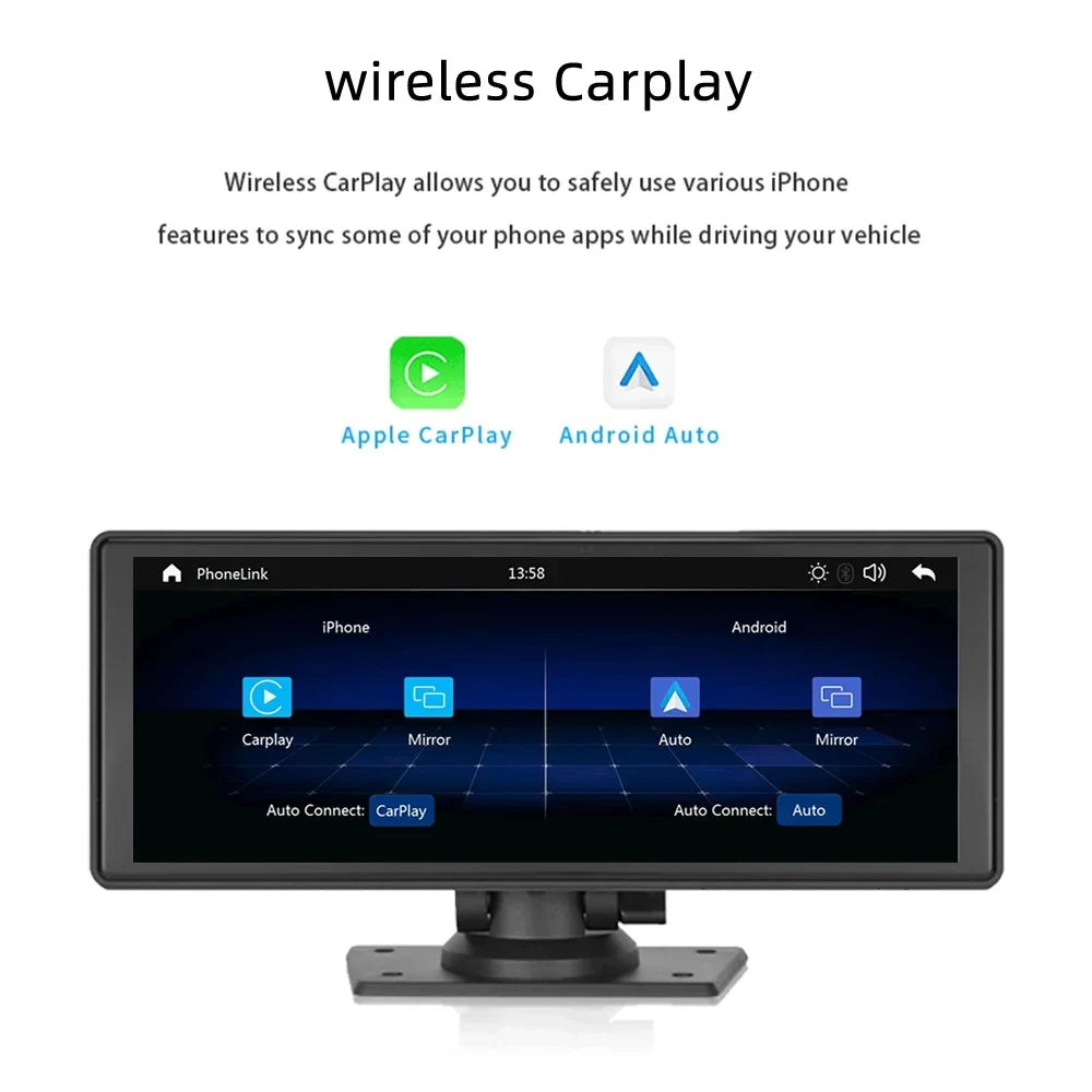 Bluetooth Inch Carplay&Android Auto with Camera TF Car Screen with Unit Stereo Wireless 9.3 Stereo,Newest Portable FM Player Transmitter,AUX, Touch Bluetooth/FM Navigation Car Synchronization/Rear