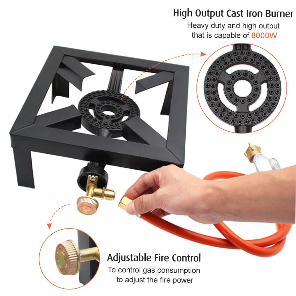 Cast Ring Stove, Boiling Cooker Control Fire Gas Andoer Portable 8KW Iron