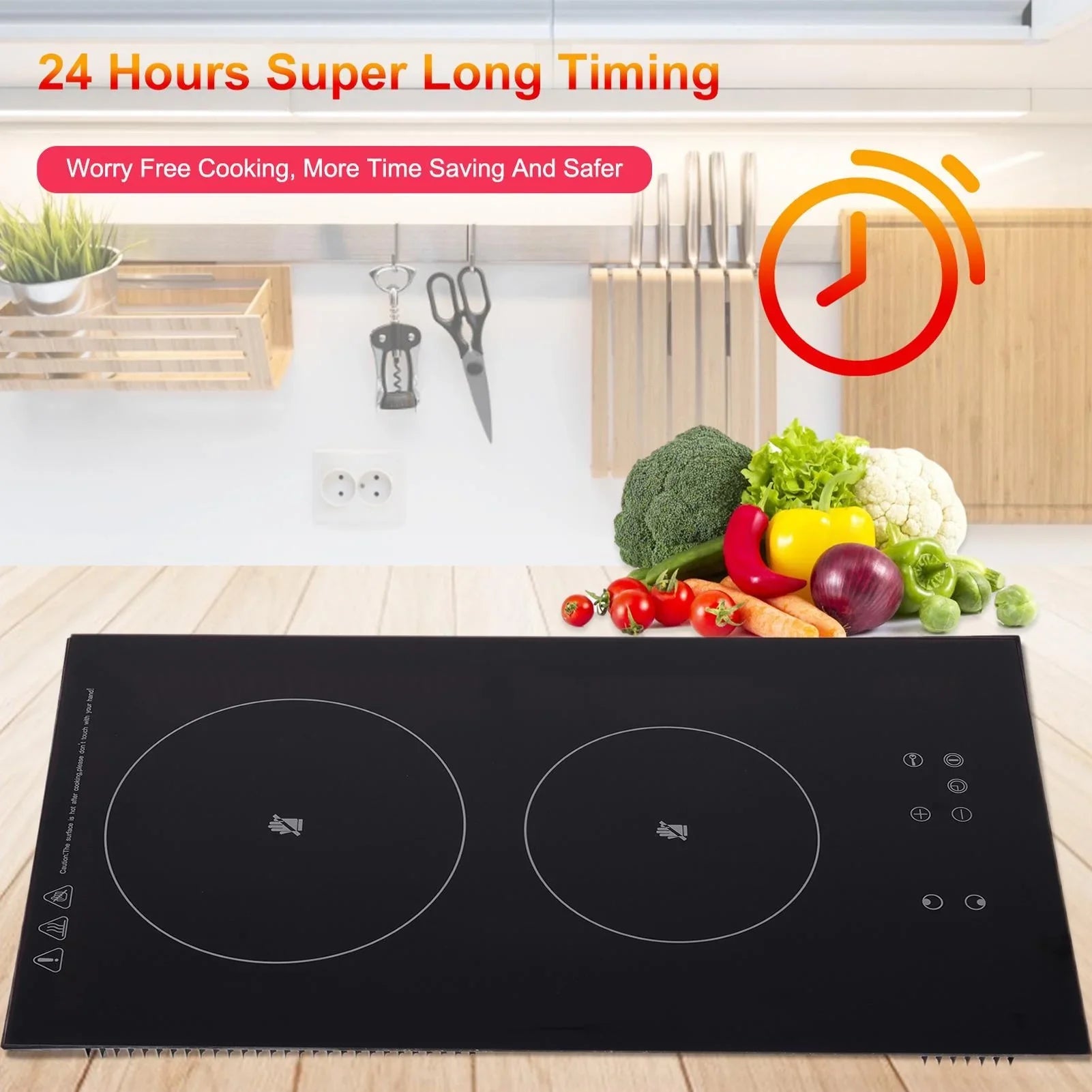 Fry Countertop Electric Vertical Glass Portable Stove and | Burner Top Ceramic Slow 2 Steam, Cooktop Induction Cookware | Burner 110V Most Induction Simmer, Cook, for WAASOSCON