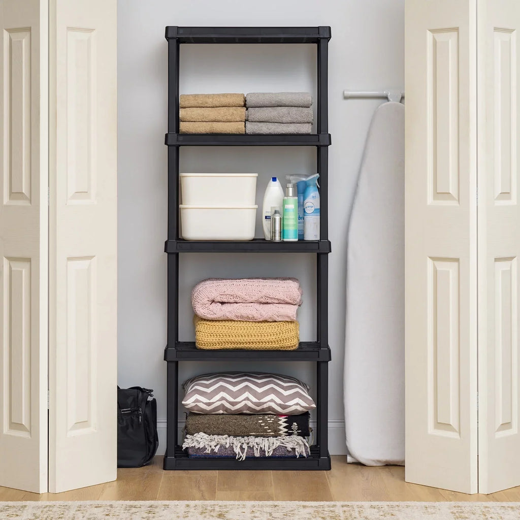 Storage Shelf 5 Plastic Black lb. Rack 200 Capacity, -Tier USA IRIS Total with
