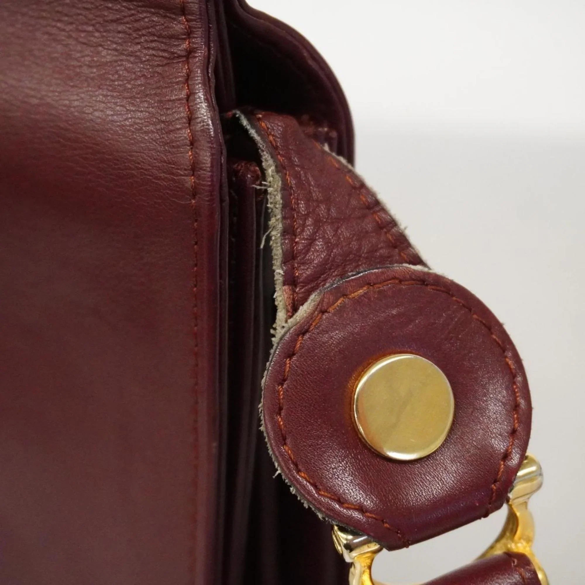 Bordeaux (Good) Pre-Owned Leather Must Bag Cartier Women's Shoulder