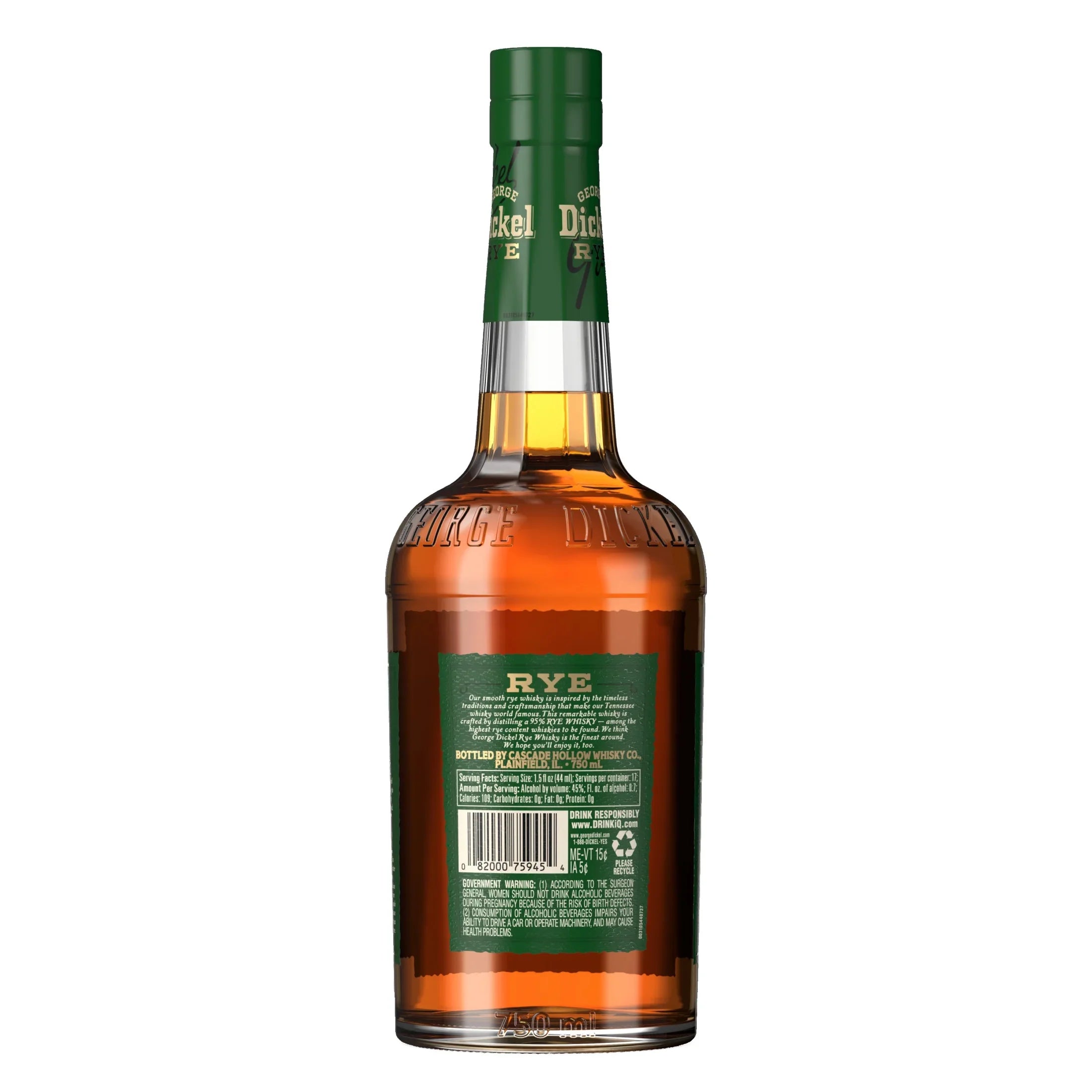 Dickel Rye 750 Whisky, ABV George mL, 45%