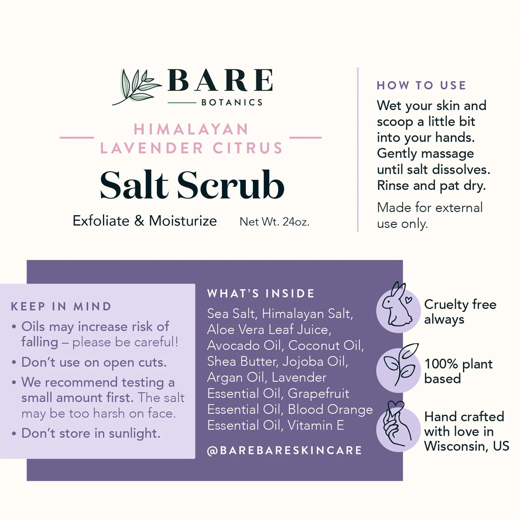 Body Scrub Lavender Himalayan Salt Bare Citrus Scrub oz 24 Botanics