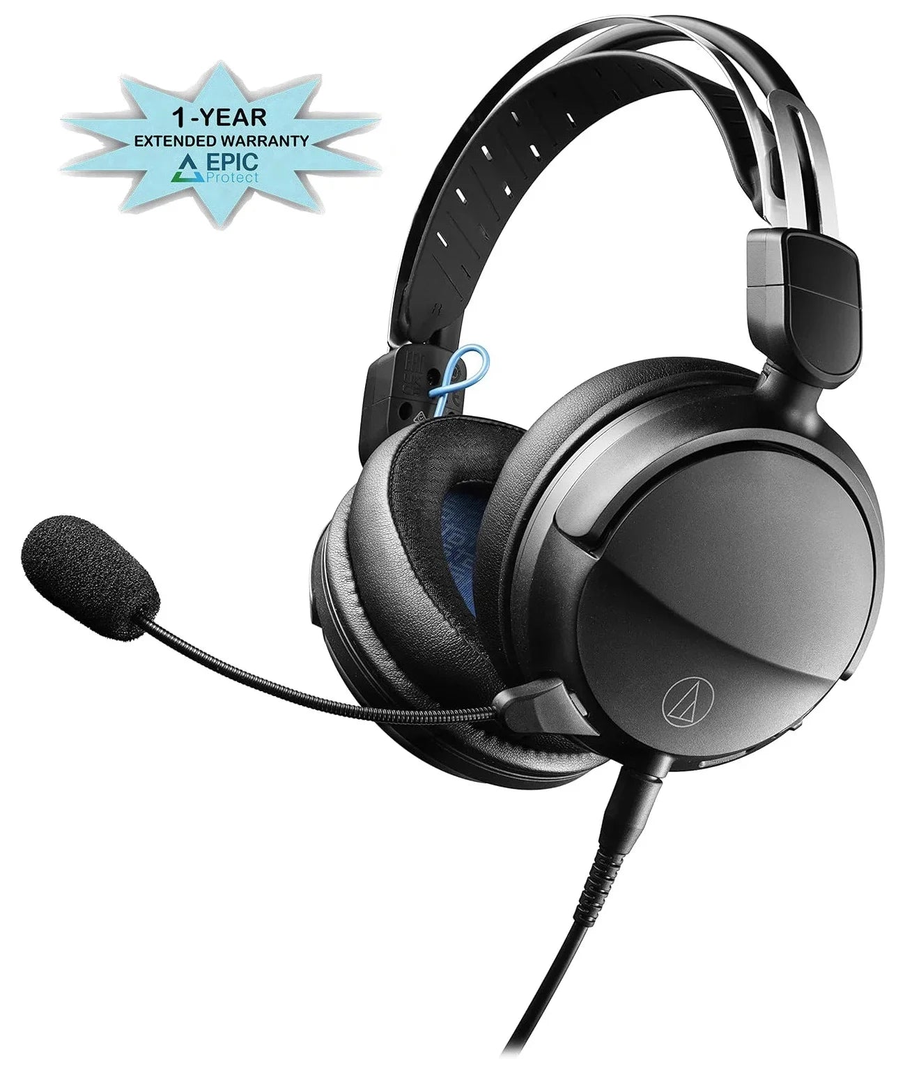 Audio 1 Coverage Year Gaming Protect Closed-Back Technica by (2022) - Wired Black/Blue Epic with ATH-GL3BK an Additional Headset